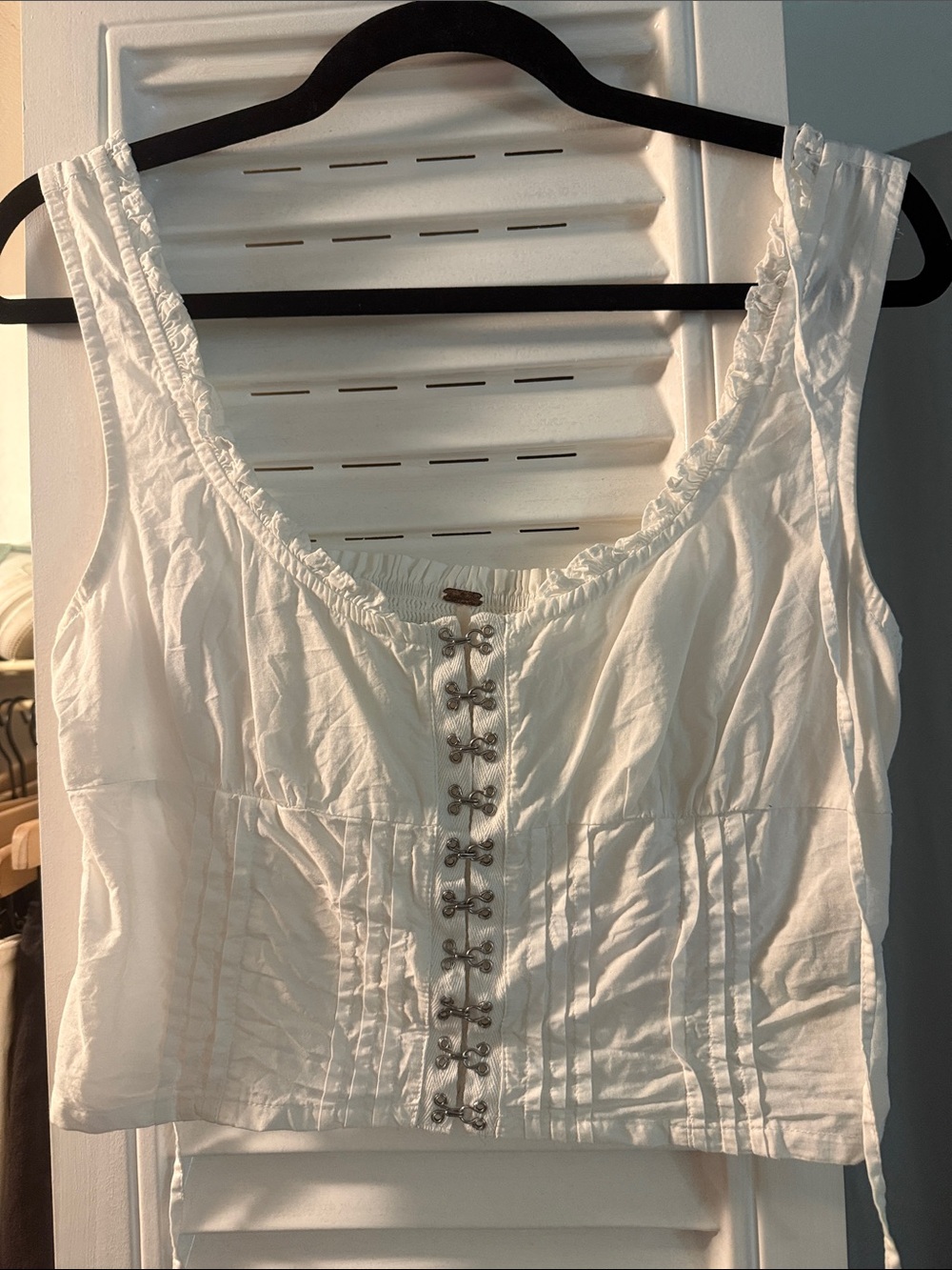Free People Lace-Trim Button Front Tank Top